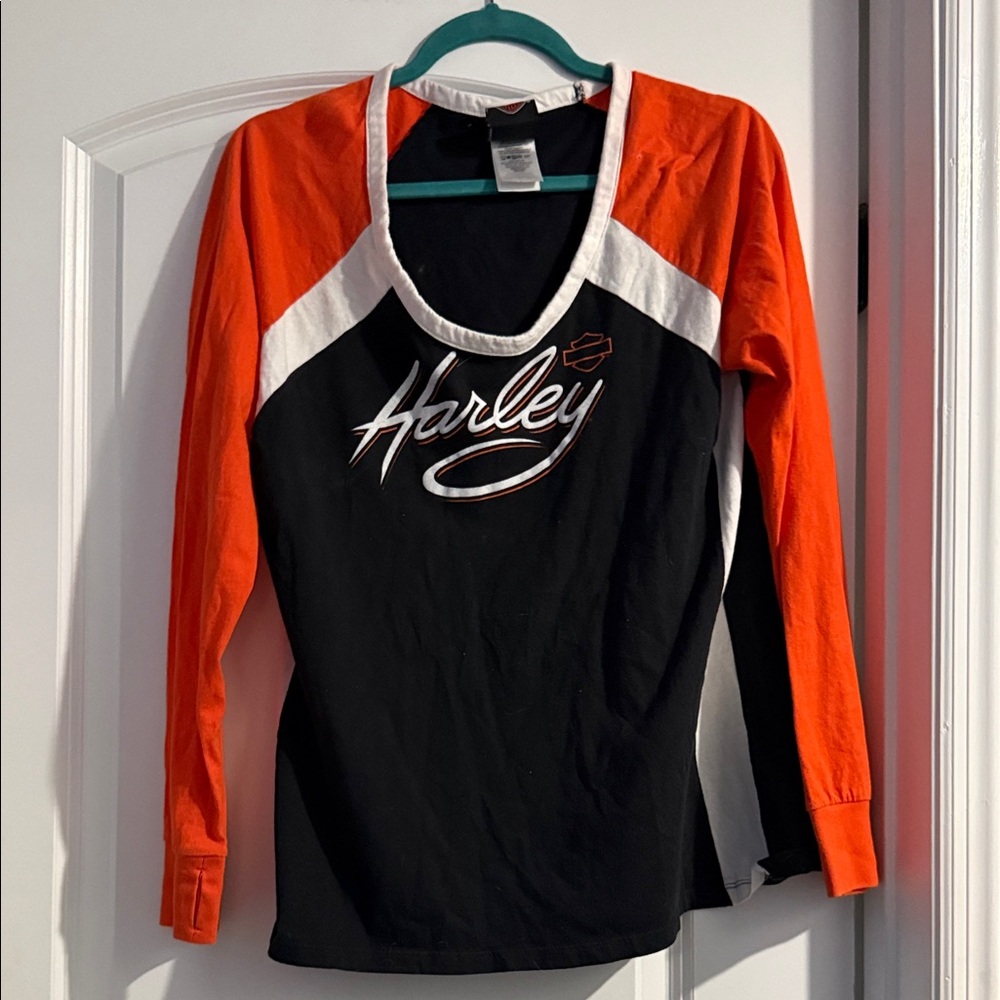 Harley-Davidson Black and Orange T Shirt -XXL